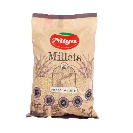 Front view of Nitya Foods Proso Millets pack showcasing premium quality grains
