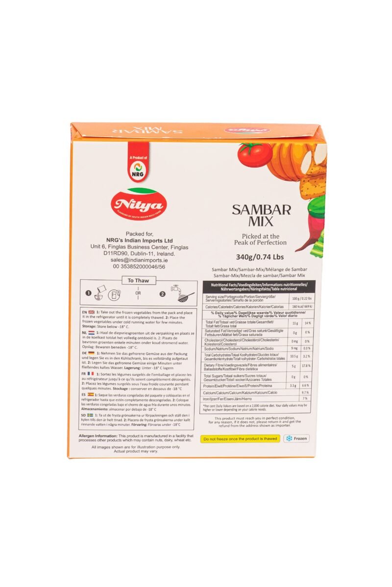 Nitya Foods Sambar Mix Back View – Authentic Indian Spice Blend for Perfect Sambar