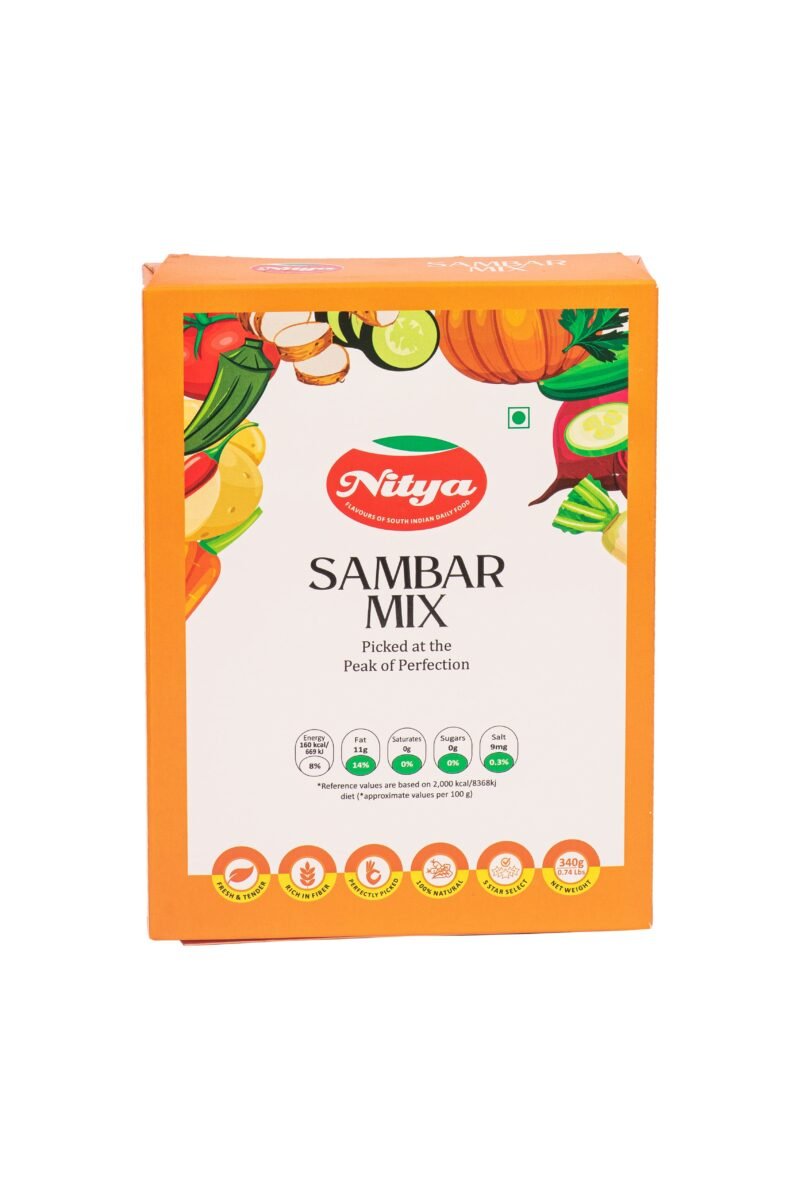 Nitya Foods Sambar Mix - Front View | Authentic South Indian Spice Blend for Flavorful Sambar