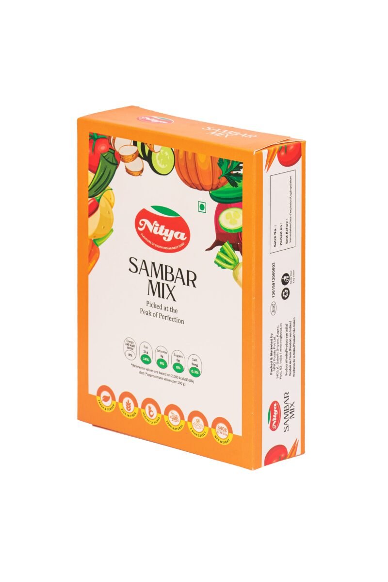 Nitya Foods Sambar Mix - Right Side View | Authentic South Indian Spice Blend