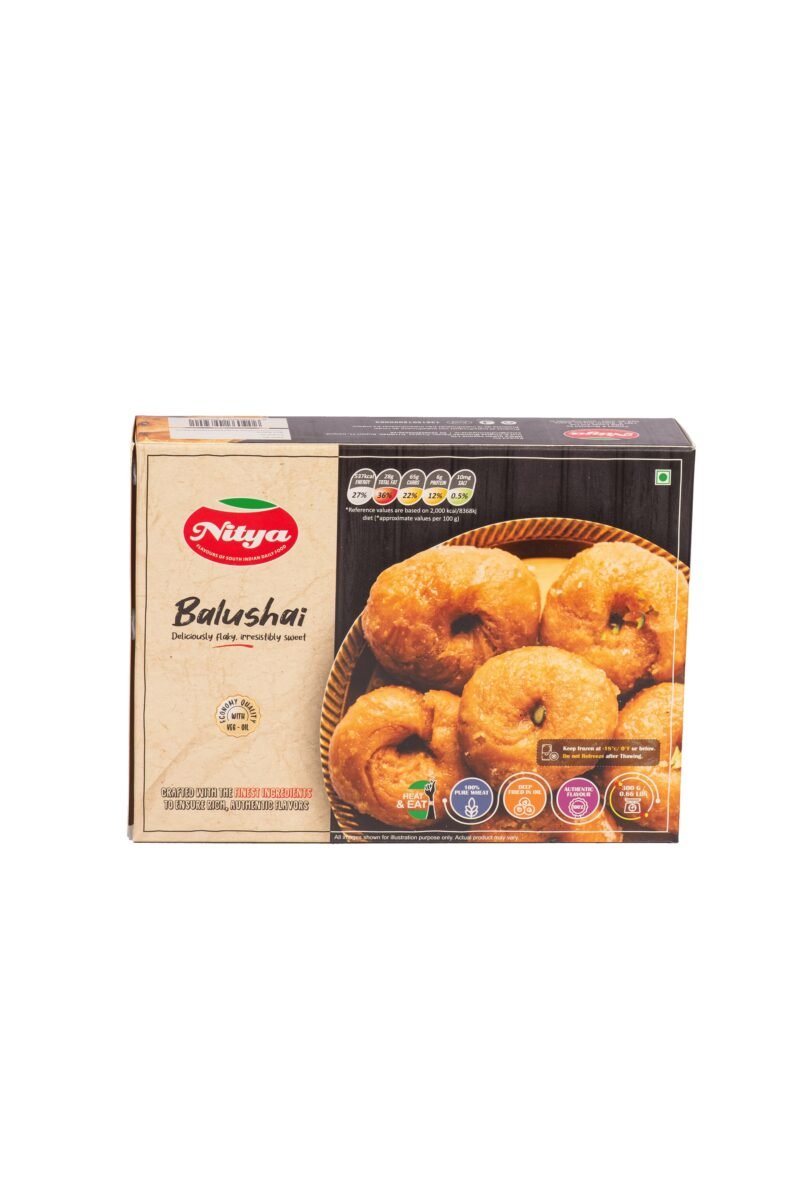 Nitya Foods Balushahi - Front View | Delicious Indian Sweet with a Crispy & Flaky Texture