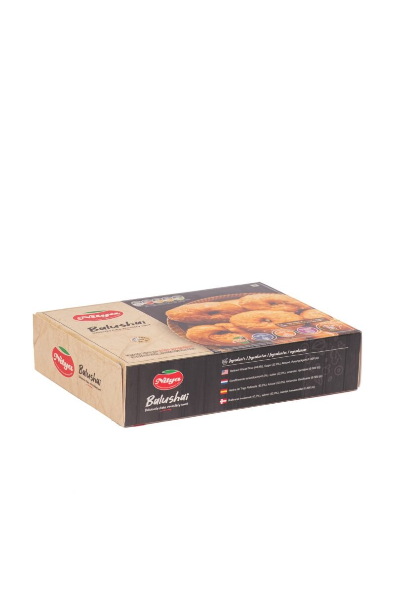 Bottom view of Nitya Foods Balushahi – crispy, golden, and delicious Indian sweet.