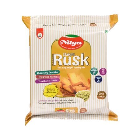 Nitya Foods Elaichi Rusk - Front View | Crispy & Aromatic Cardamom Toasted Bites